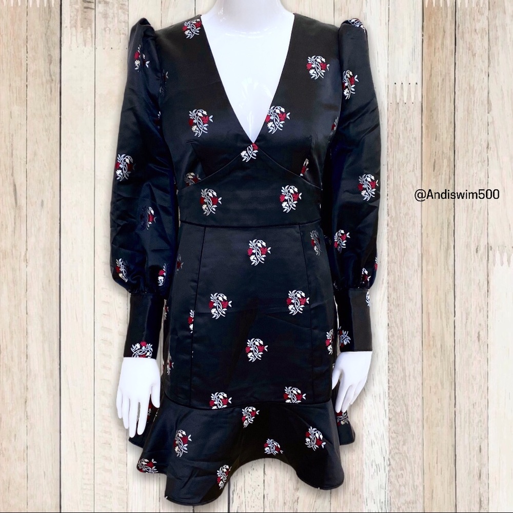 Joie Minia Black Jacquard Open Back Dress; 2